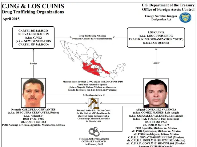 The image shows a poster with a map of Mexico and two pictures of two men, along with text and a...