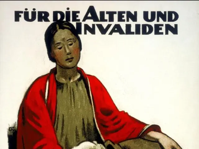 The image shows a German propaganda poster for the initiative Rothenberger JA, featuring a woman...