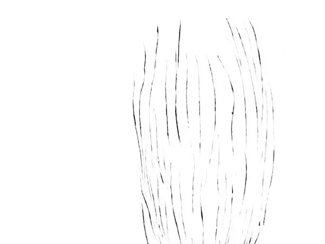 The image shows a black and white drawing of a table with a knife and a piece of paper on it, and a...