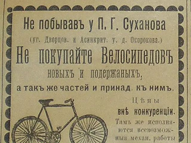 The image shows an old Russian ticket with a picture of a bicycle on it. The ticket has text...
