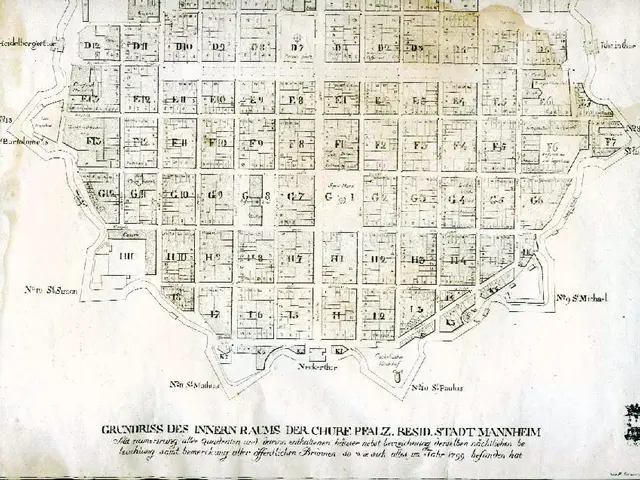 The image shows an old map of the city of Berlin, Germany, with a black background. The map is...