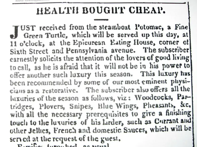 The image shows a black and white newspaper advertisement for a health bought cheap item, with text...