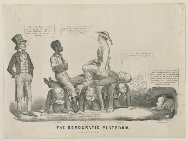The image shows a paper with a drawing of a group of people, some of whom are sitting and some are...