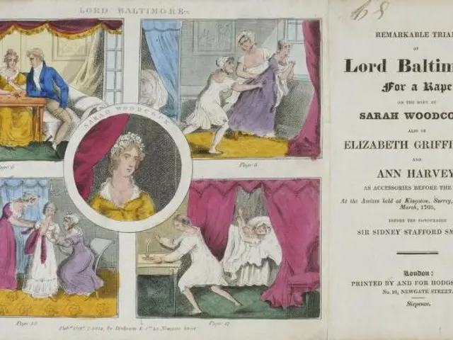The image shows a remarkable trial of Lord Baltimore, for a rape on the body of Sarah Woodcock and...