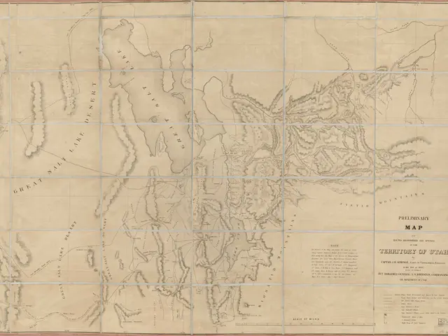 The image shows a paper with a map of the territory of Utah, with text written on it. The map is...