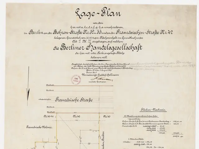 The image shows an old document with a map of a building on it, which is a plan of the Berliner...