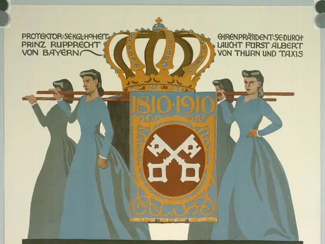 The image shows a poster for the German Revolution in 1910, featuring a group of people and a...