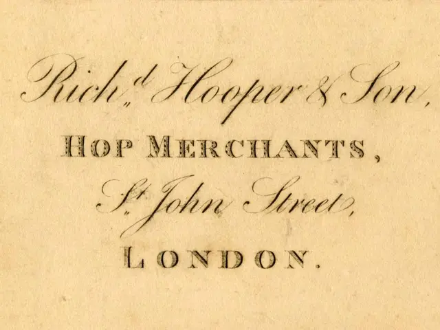 The image shows an old business card with the words "Rich, Hooper & Son, Hop Merchants, St John...
