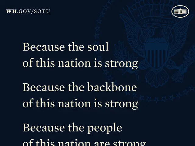 The image shows a poster with a logo and text that reads "The State of the Union is Strong" -...