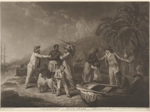 The image shows a group of people in a boat on a body of water, with a dog in the foreground. In...