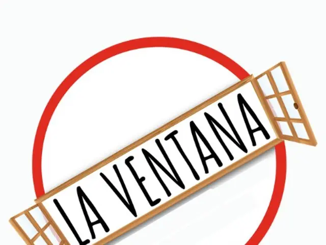The image shows a white background with a sign that reads "La Ventana" in a red circle. The sign is...