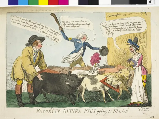 The image shows a paper with a cartoon depicting a group of people and animals, with the text...