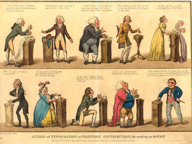 The image shows a paper with pictures of people and text that reads "altars of reformation of...
