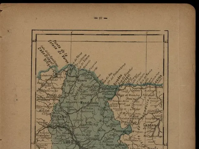 The image shows an old book with a map of Portugal on it. The map is detailed and shows the various...