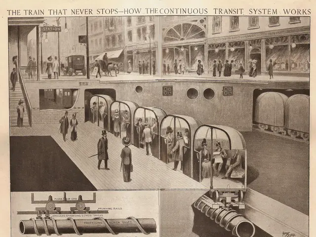 The image shows a paper with pictures of people, trains, and other objects, as well as text that...