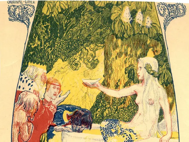 The image shows a poster advertising a festival in Munich, Germany. It features a painting of a...