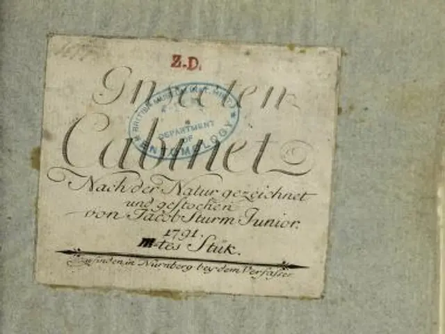 The image shows an old book with a stamp on it, which is the first edition of the book, titled...