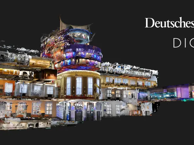 The image shows a digital art of the Deutsches Museum Digital, with a few buildings in the...