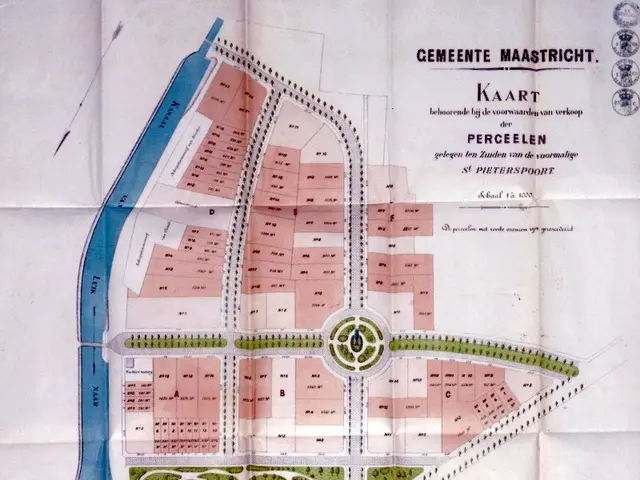 The image shows a paper with a map of a city on it. The map is detailed and shows the various...