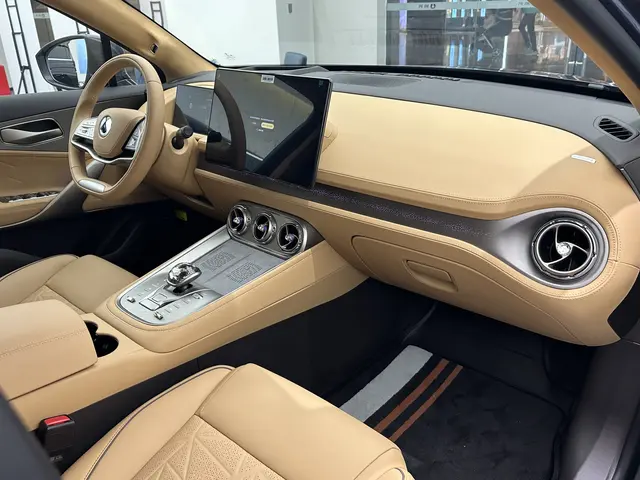 The image shows the interior of a Mercedes-Benz S-Class Saloon at the Frankfurt Motor Show. It...