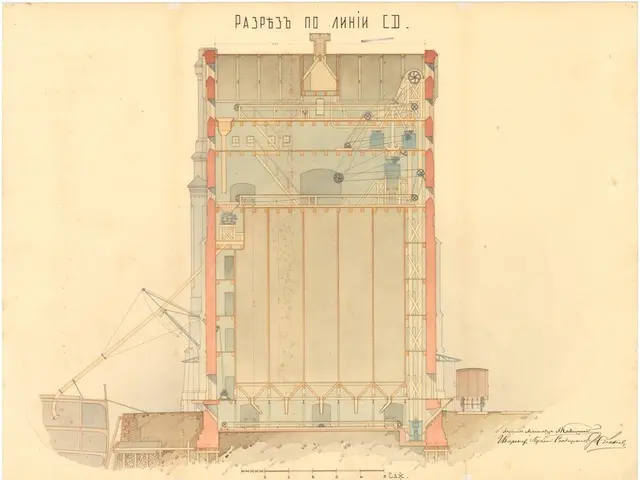 The image shows a drawing of a building with a crane on top of it, depicting the construction of...