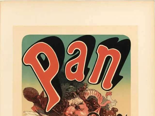 The image shows a poster with a picture of a person and text that reads "Pan: A Journal of Satire"....