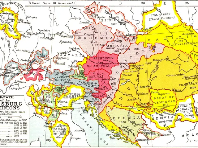 The image shows a poster of a map of Hungary during the Hungarian Empire, with text and numbers...