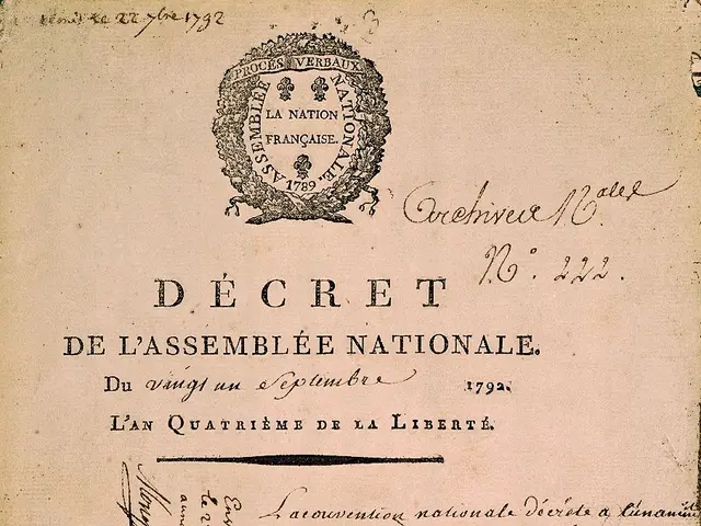The image shows an old document with a stamp on it, which is the secret of the National Assembly of...