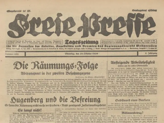 The image shows an old newspaper with a picture of a man in a hat on the front page. The newspaper...