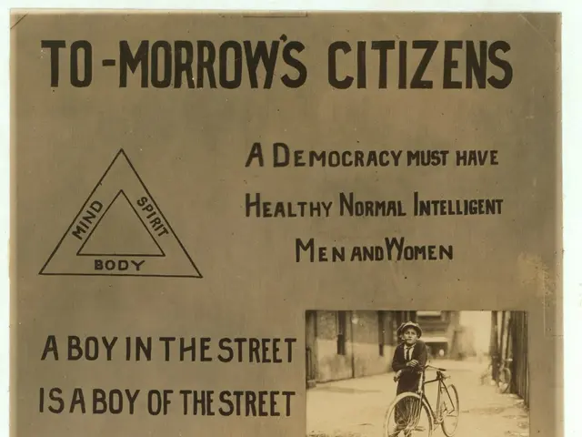 The image shows a poster with text and images of people, one of whom is riding a bicycle. The...