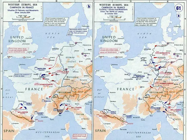 The image shows a poster depicting a map of Europe during the Battle of Leipzig, with text and...