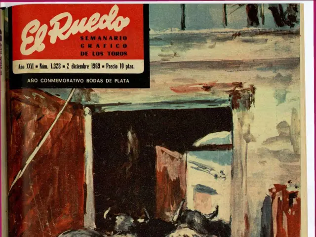 The image shows a book with a painting of a bull in a barn on the cover. The painting depicts a few...