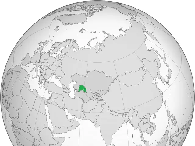 The image shows a globe with a white background and a green dot in the middle of it, indicating the...