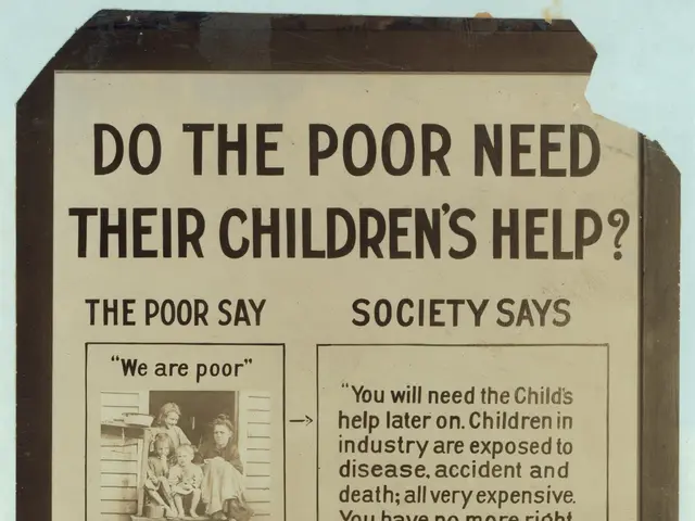 The image shows a poster with text and images that reads "Do the Poor Need Their Children's Help?"