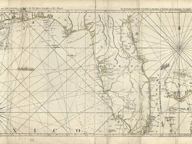 The image shows a paper with a map of the United States of America, with the Gulf of Mexico in the...