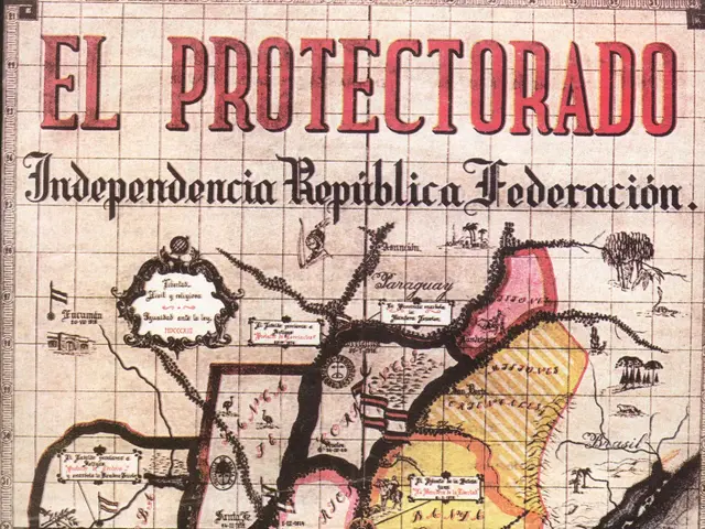 The image shows a poster with a map of El Protectorado, an independent republic of Mexico, with...