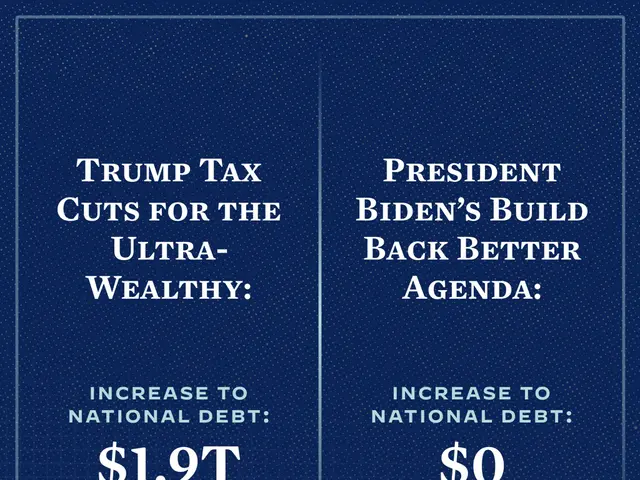 The image shows a blue background with the text "Trump Tax Cuts for the Ultra-Wealthy" and...
