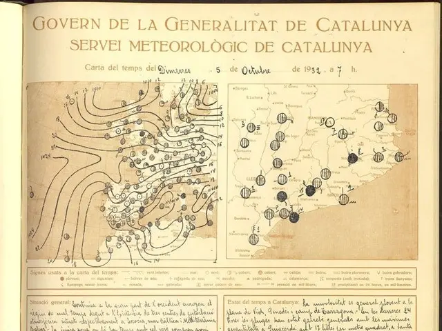 The image shows an open book with a map of Catalonia on it. The book is filled with text and...