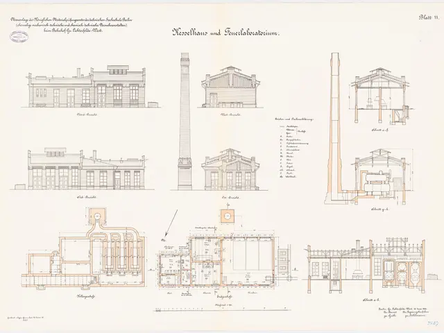 The image shows a drawing of a building with a lot of windows and a tower, which is believed to be...