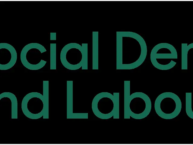 The image shows a white background with the text "social democratic and labour party" written in...