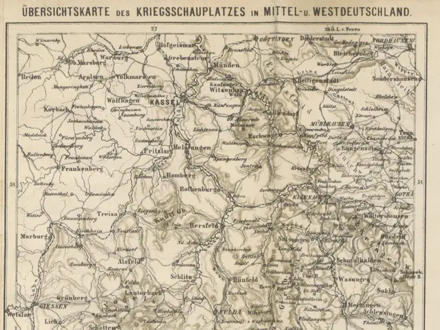 The image shows an old map of Germany with the provinces of Germany in the background. The paper...