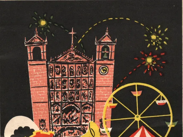 The image shows a poster advertising a carnival in Valladolid, Spain. It features a building, a...