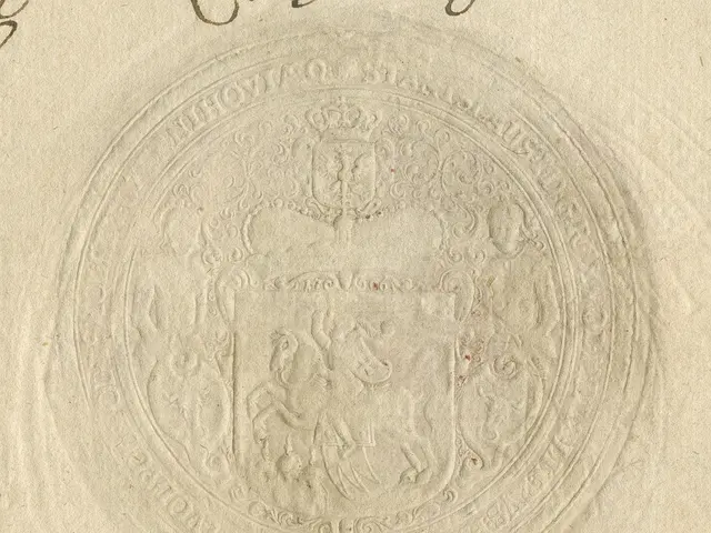 The image shows an old book with a coat of arms on it, featuring a logo and text. The logo is a...