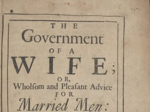 The image shows an old book with the title "The Government of a Wife or, Wholom and Pleasant Advice...