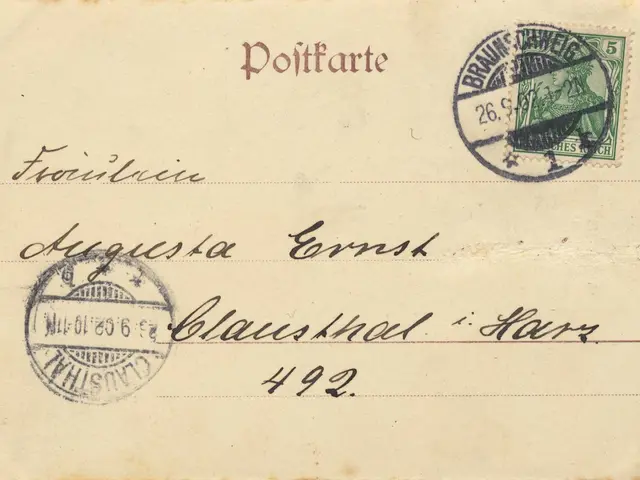 The image shows an old envelope with a stamp on it, which is from Austria to Germany and has a...