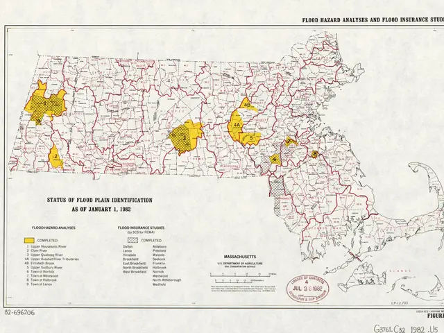 The image shows a poster with a map of the state of Massachusetts, with yellow and red dots...
