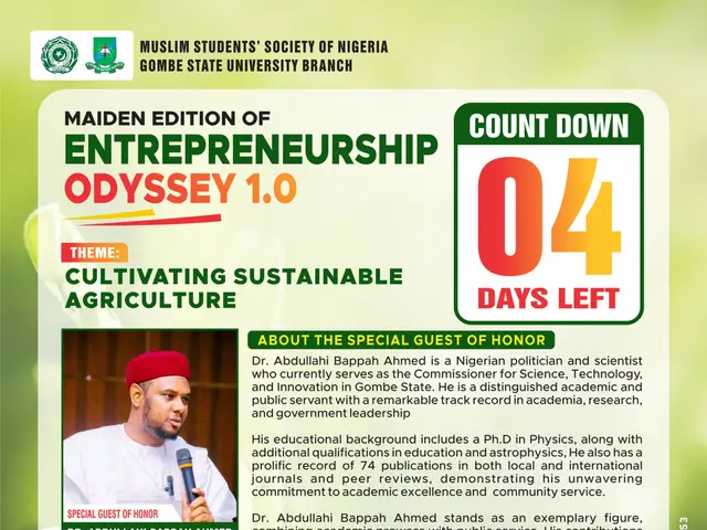 The image shows a poster with a picture of a person holding a microphone and the text "Maiden...