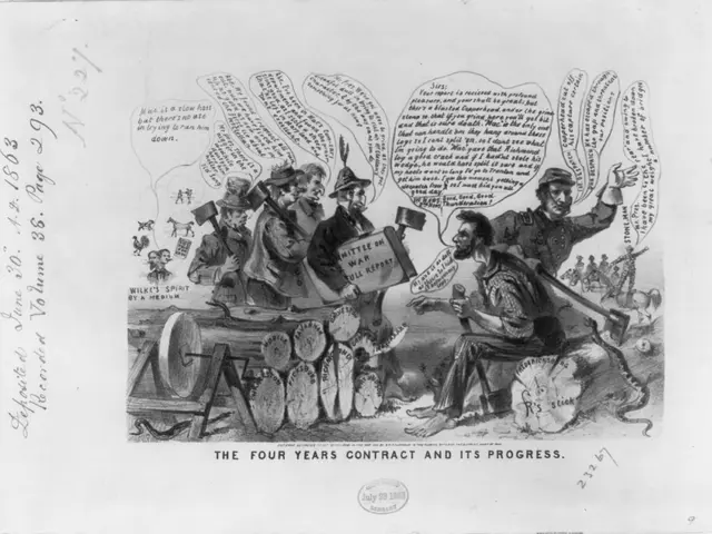 The image shows a paper with a cartoon depicting a four-year contract and its progress. The cartoon...
