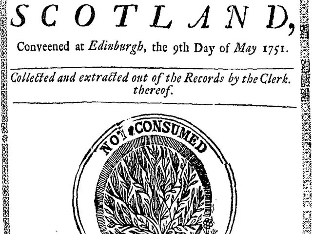 The image shows a poster with a logo and text that reads "Scotland, Convened at Edinburgh, the 9th...