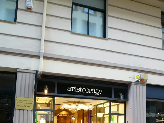 The image shows a store front with a sign that reads "aristocrazy" on it. Inside the store, there...